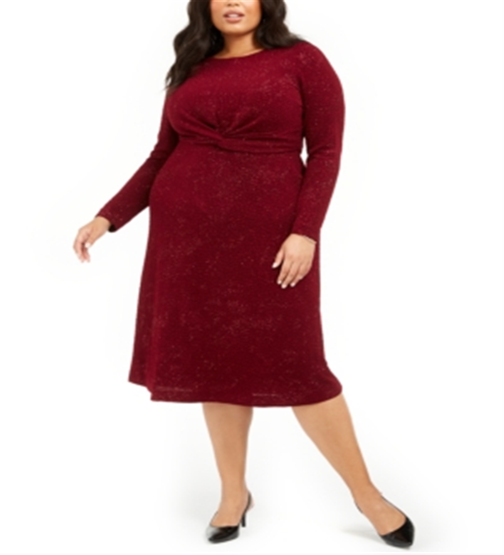 Vestido Alfani Feminino Plus Size com Cintura Torcida Vermelho Tamanho 1X