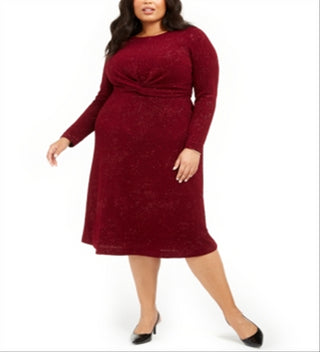 Alfani Women's Plus Twist Waist Dress Red Size 1X