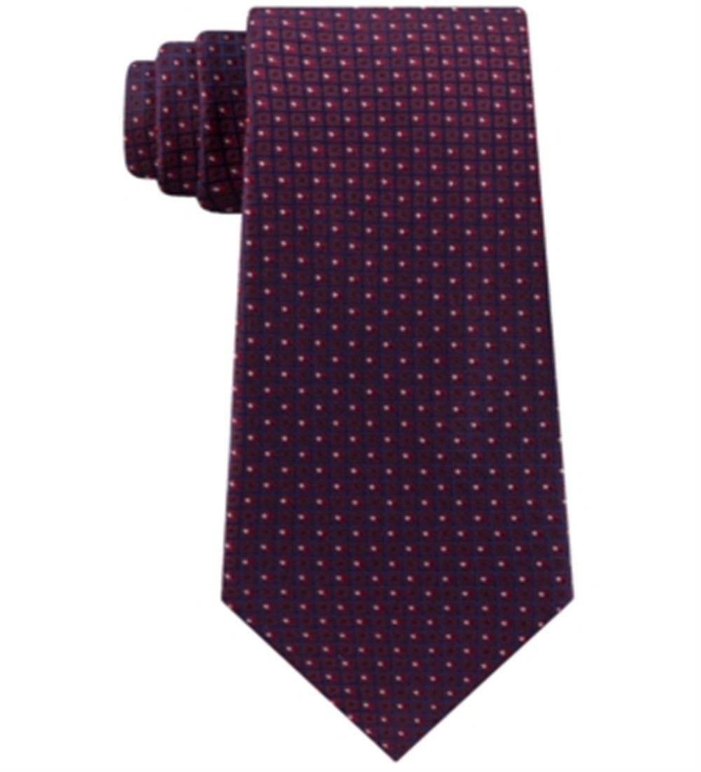 Gravata geométrica masculina Kenneth Cole Reaction com microchip, vermelha, tamanho regular