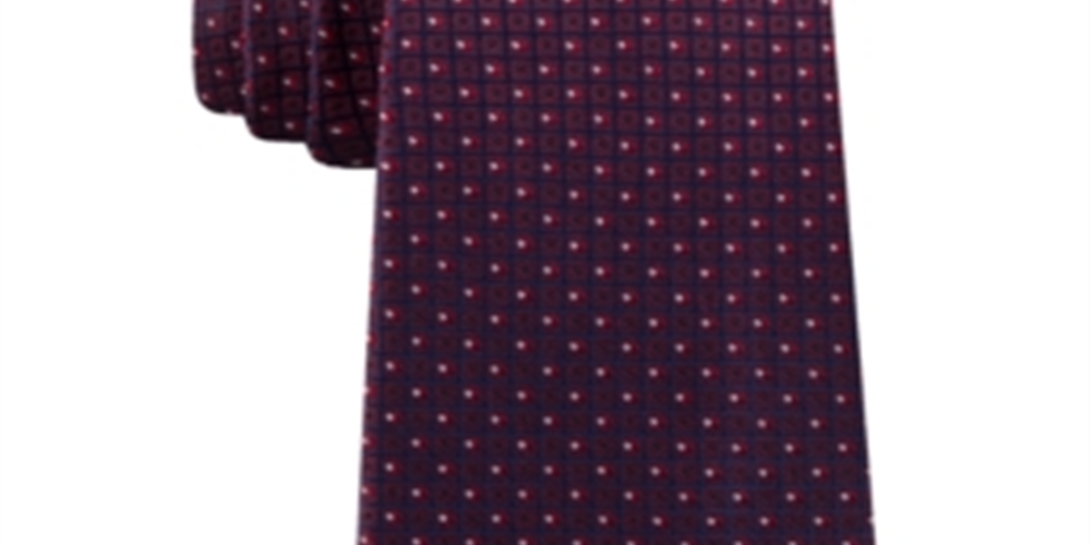 Gravata geométrica masculina Kenneth Cole Reaction com microchip, vermelha, tamanho regular