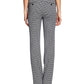 Calça feminina CeCe com zíper estilo pied-de-poule, perna reta, cinza, tamanho 10