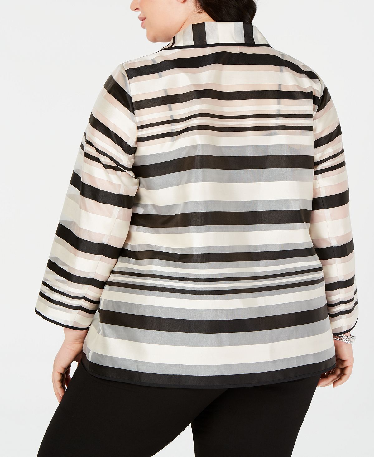 Jaqueta Kasper Plus Shadow Stripe Feminina Preta Tamanho 14W