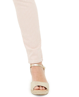 Calça jeans skinny feminina Charter Club com listras estampadas Bristol, rosa, tamanho 18