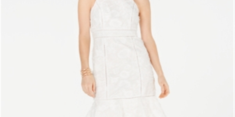 Vestido tubinho com decote halter feminino INC International Concepts, branco, tamanho 0, pequeno
