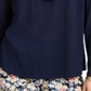 Charter Club Blusa de linho feminina com ilhós e borlas, tamanho pequeno, azul