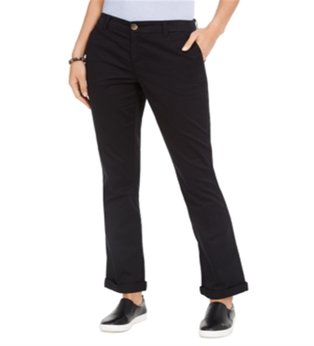 Calça Chino Bootcut de Algodão Feminina Style &amp; Co Preta Tamanho 12