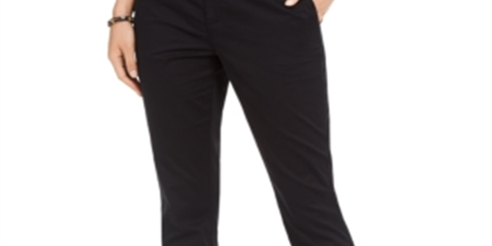 Calça Chino Bootcut de Algodão Feminina Style &amp; Co Preta Tamanho 12