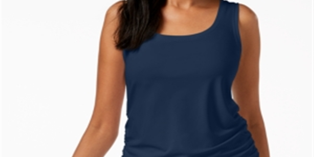 Alfani Blusa regata franzida feminina azul tamanho pequeno