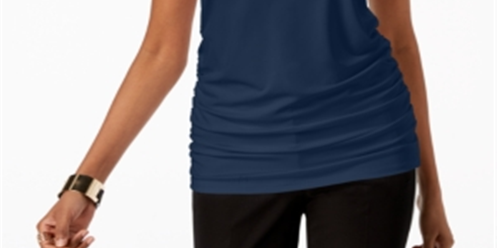 Alfani Blusa regata franzida feminina azul tamanho pequeno