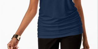 Alfani Blusa regata franzida feminina azul tamanho pequeno