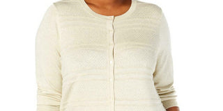 Cardigan feminino de lurex Charter Club dourado tamanho 0X
