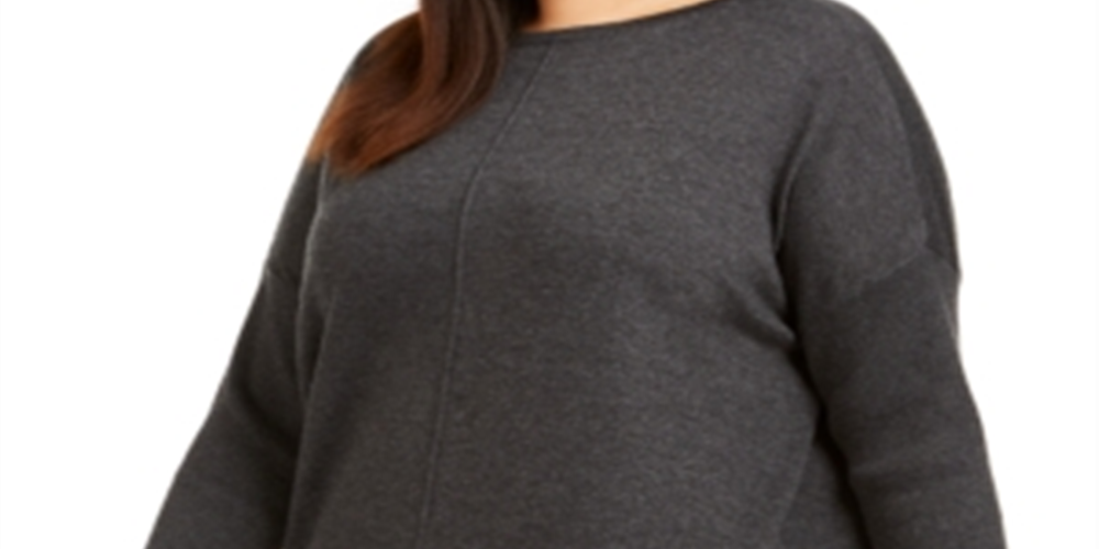 Blusa túnica feminina estilo &amp; co plus size, azul, com costura frontal e técnica mista, tamanho G