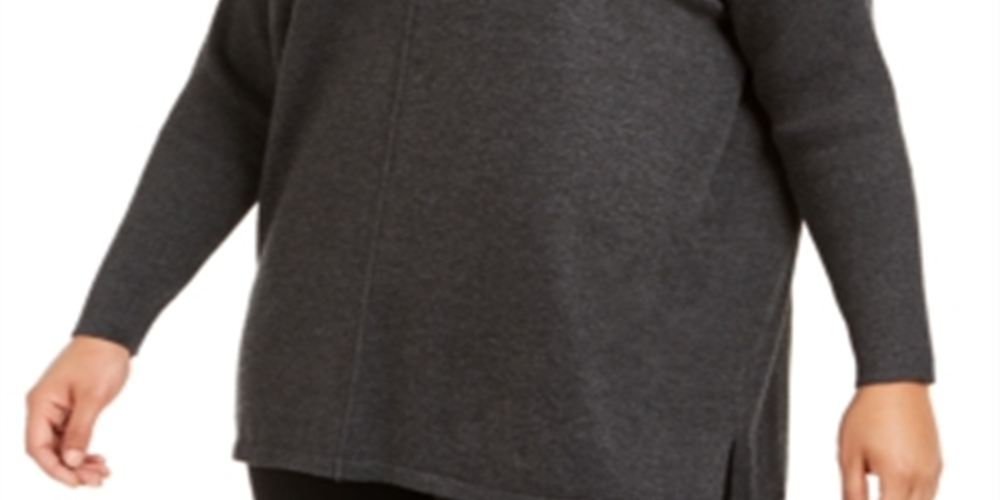 Blusa túnica feminina estilo &amp; co plus size, azul, com costura frontal e técnica mista, tamanho G