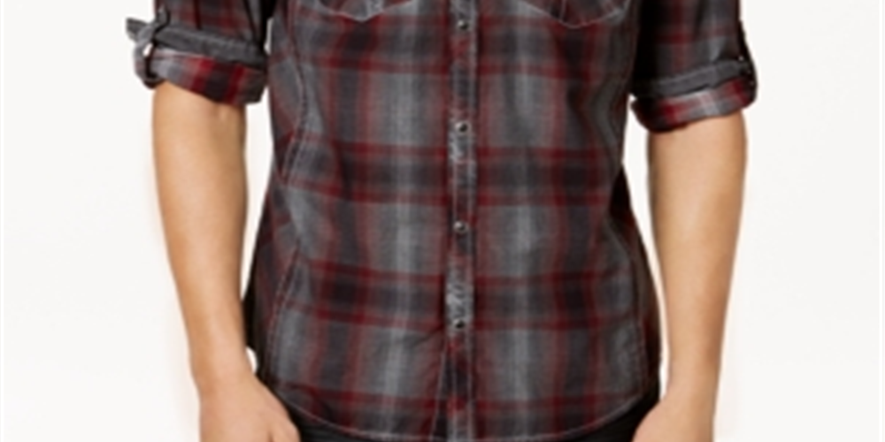 Camisa xadrez masculina Johnny Cotton Western da INC International Concepts, vermelha, tamanho XXX-G