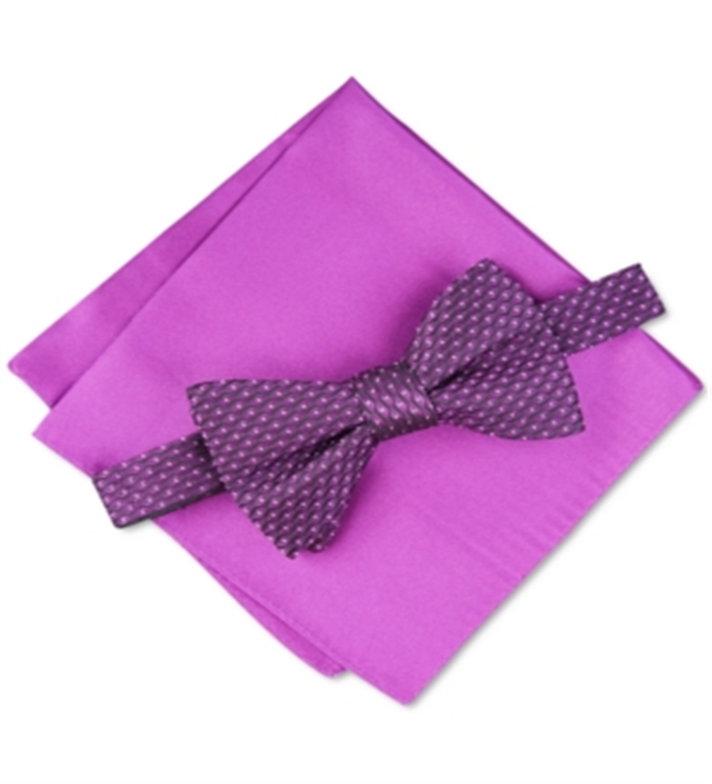 Lenço de bolso masculino Alfani Roy Geo Pt conjunto sólido gravata borboleta de seda rosa tamanho regular
