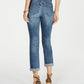 Calça jeans feminina estilo boyfriend, estampa animal destruída, tamanho 0, azul, da INC International Concepts