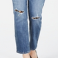 Calça jeans feminina estilo boyfriend, estampa animal destruída, tamanho 0, azul, da INC International Concepts