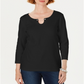 Karen Scott Blusa Feminina Manga Três Quartos Preta Tamanho Grande