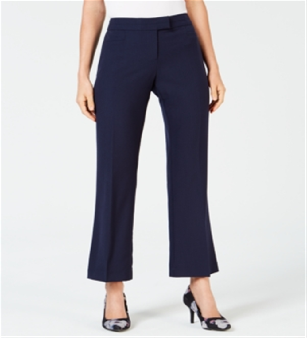 Calças femininas com controle de barriga JM Collection, azul, tamanho 10, pequena