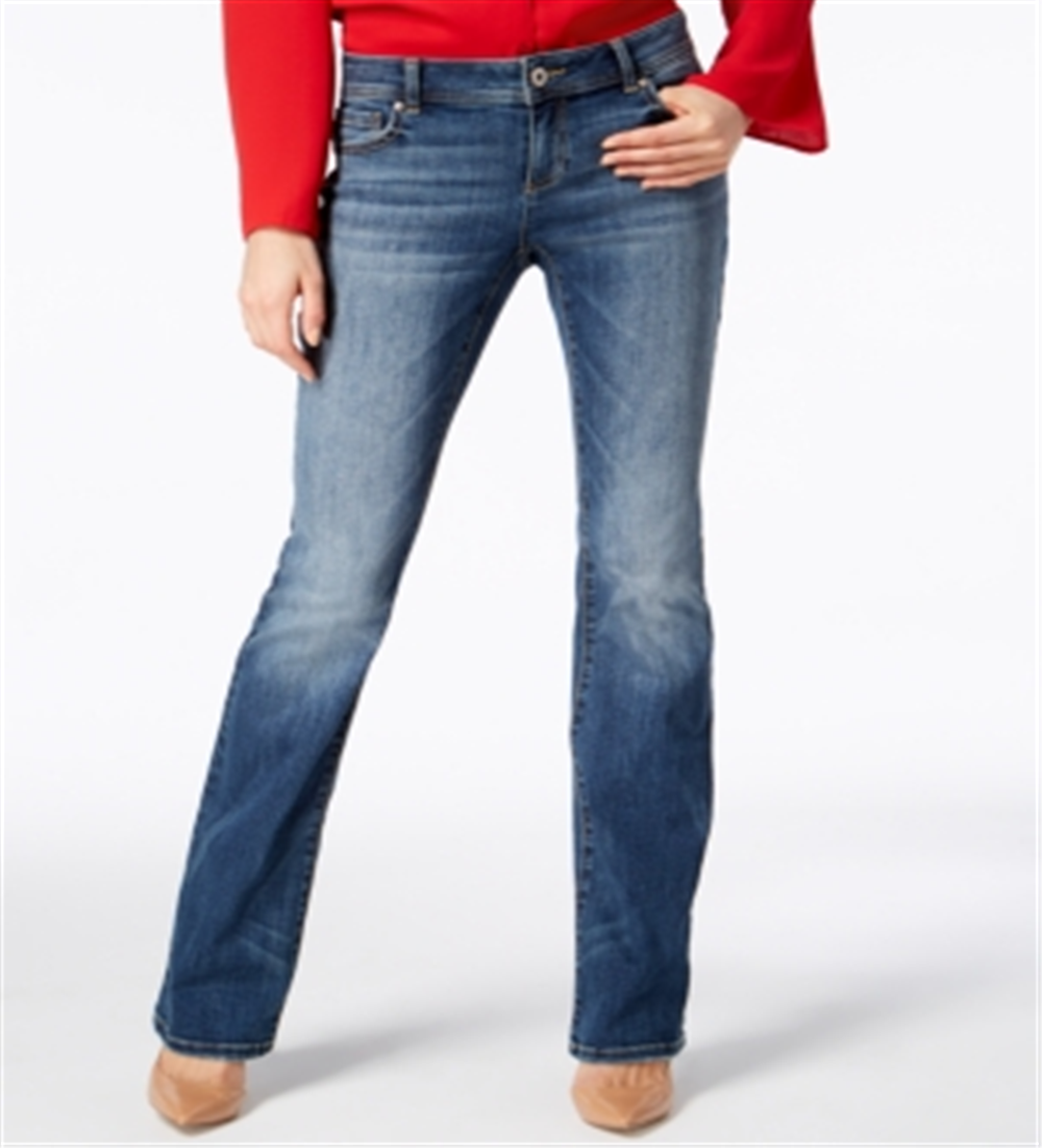 Calça jeans feminina stretch com cintura média e corte reto, da INC International Concepts, azul, tamanho 0