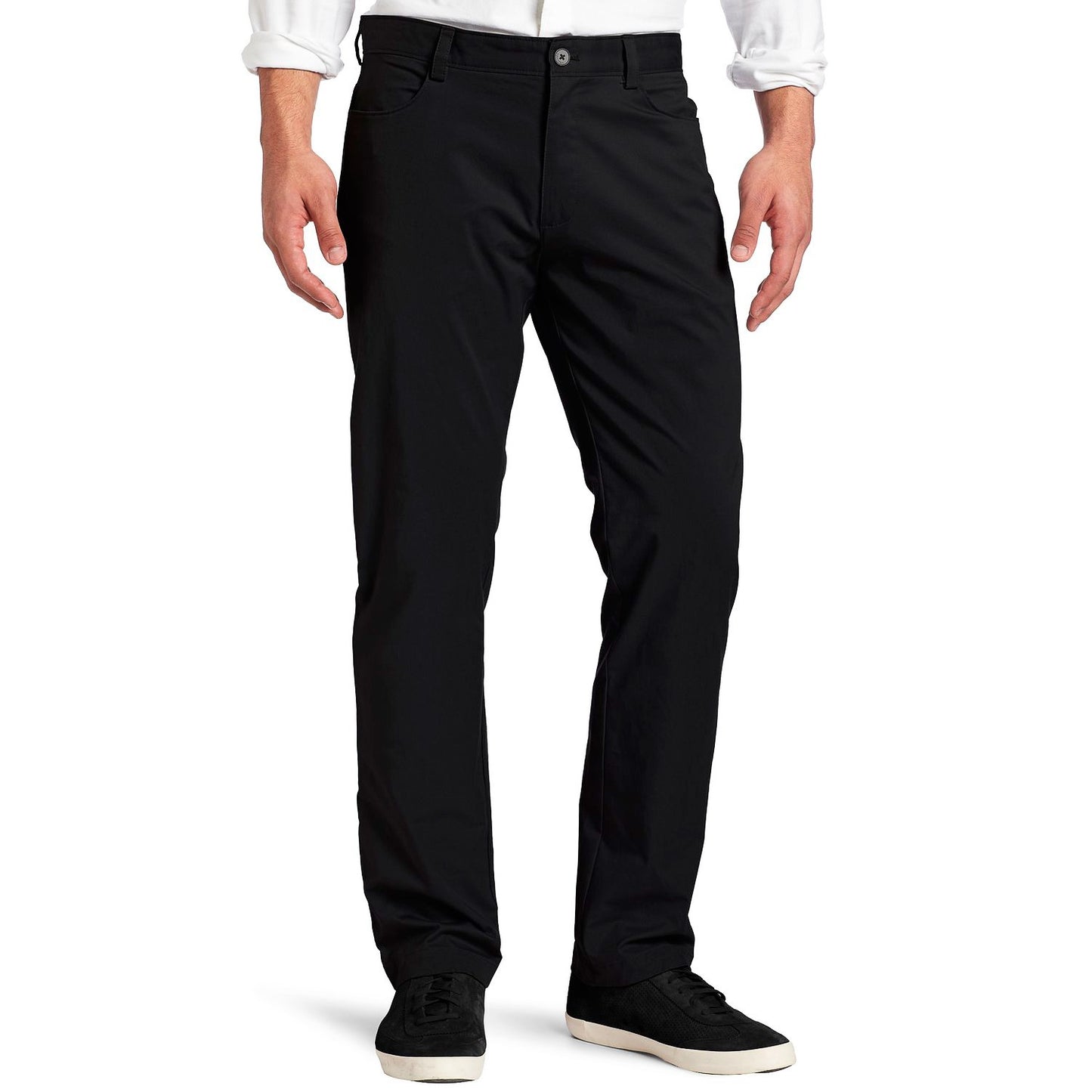 Calça Calvin Klein Masculina Slim Fit Frente Lisa Preta Tamanho 30X32