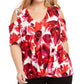 Blusa feminina estampada com ombros descobertos, INC International Concepts, branca, tamanho 1X