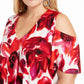 Blusa feminina estampada com ombros descobertos, INC International Concepts, branca, tamanho 1X