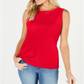 Karen Scott Blusa feminina de algodão com decote canoa, vermelha, tamanho pequeno, extragrande
