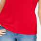 Karen Scott Blusa feminina de algodão com decote canoa, vermelha, tamanho pequeno, extragrande