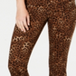 Calça jeans feminina Lexington com estampa animal e perna reta, tamanho 8, marrom, Charter Club