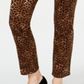 Calça jeans feminina Lexington com estampa animal e perna reta, tamanho 8, marrom, Charter Club
