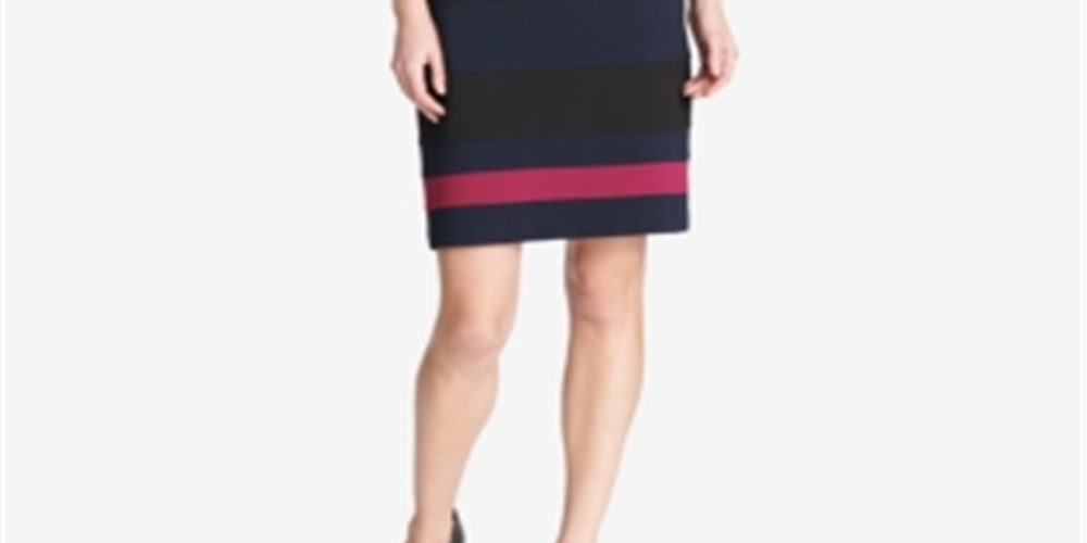 Vestido tubinho Tommy Hilfiger Scuba Crepe Colorblock Feminino Azul Tamanho 12P