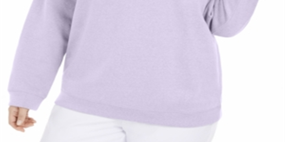 Moletom feminino Karen Scott de lã com gola redonda, roxo, tamanho 2X