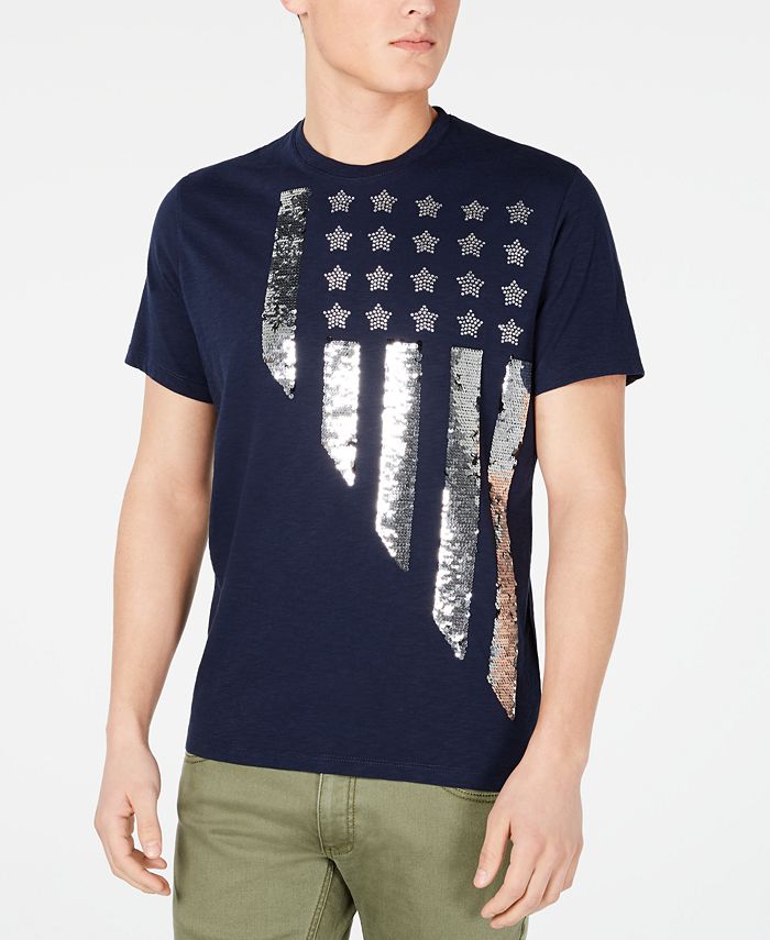 INC International Concepts Camiseta masculina de manga curta com estampa de estrelas e listras, azul, tamanho XX-G