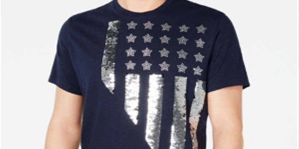 INC International Concepts Camiseta masculina de manga curta com estampa de estrelas e listras, azul, tamanho XX-G