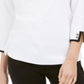 Blusa de algodão com acabamento contrastante Karen Scott feminina, branca, tamanho grande