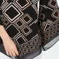Blusa feminina Alfani com estampa mista e bainha em V, estampa de diamantes, preta, tamanho pequeno