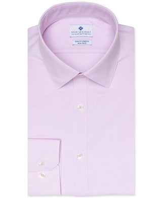 Camisa social masculina Ryan Seacrest Distinction Active Slim Fit, sem passar a ferro, elástica, Dobby, tamanho rosa, 16x32x33