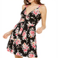 Vestido floral Planet Gold Junior Fit &amp; Flare Preto Tamanho P