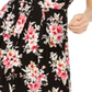 Vestido floral Planet Gold Junior Fit &amp; Flare Preto Tamanho P