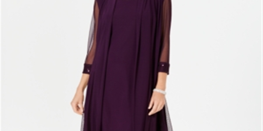 Jaqueta e vestido feminino R &amp; M Richards roxo tamanho 8 pequeno