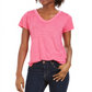 Camiseta feminina estilo &amp; co com decote em V, rosa, tamanho extrapequeno