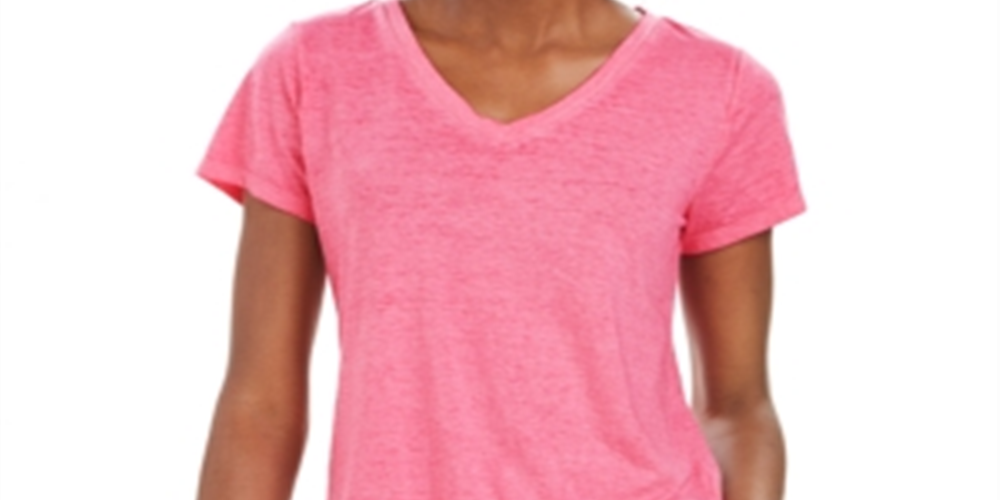 Camiseta feminina estilo &amp; co com decote em V, rosa, tamanho extrapequeno