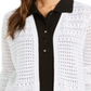 Charter Club Feminino Pointelle Knit Frente Aberta Branco Tamanho Grande