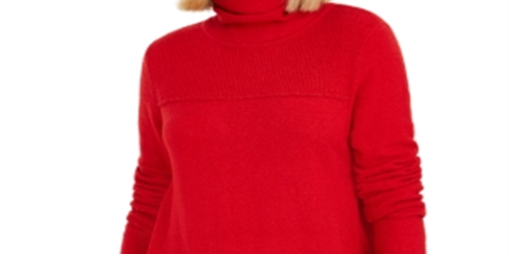 Suéter túnica feminino com costura exposta e gola simulada, tamanho XX-G, vermelho, estilo &amp; co