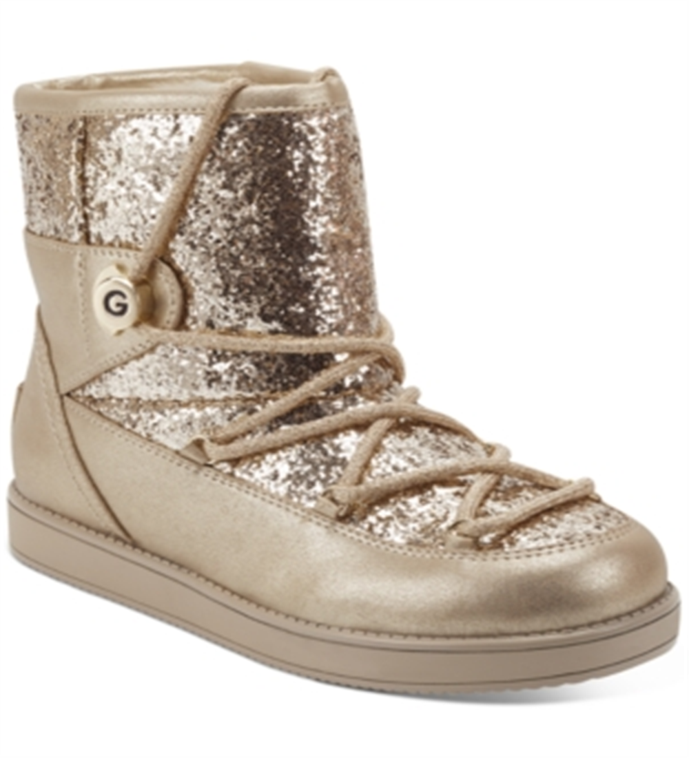 Botas femininas Guess Aylan Fabric com bico fechado e cano curto, tamanho 8,5 M, amarelas