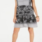 Vestido feminino estilo camponês sem mangas com estampa mista, preto, tamanho pequeno