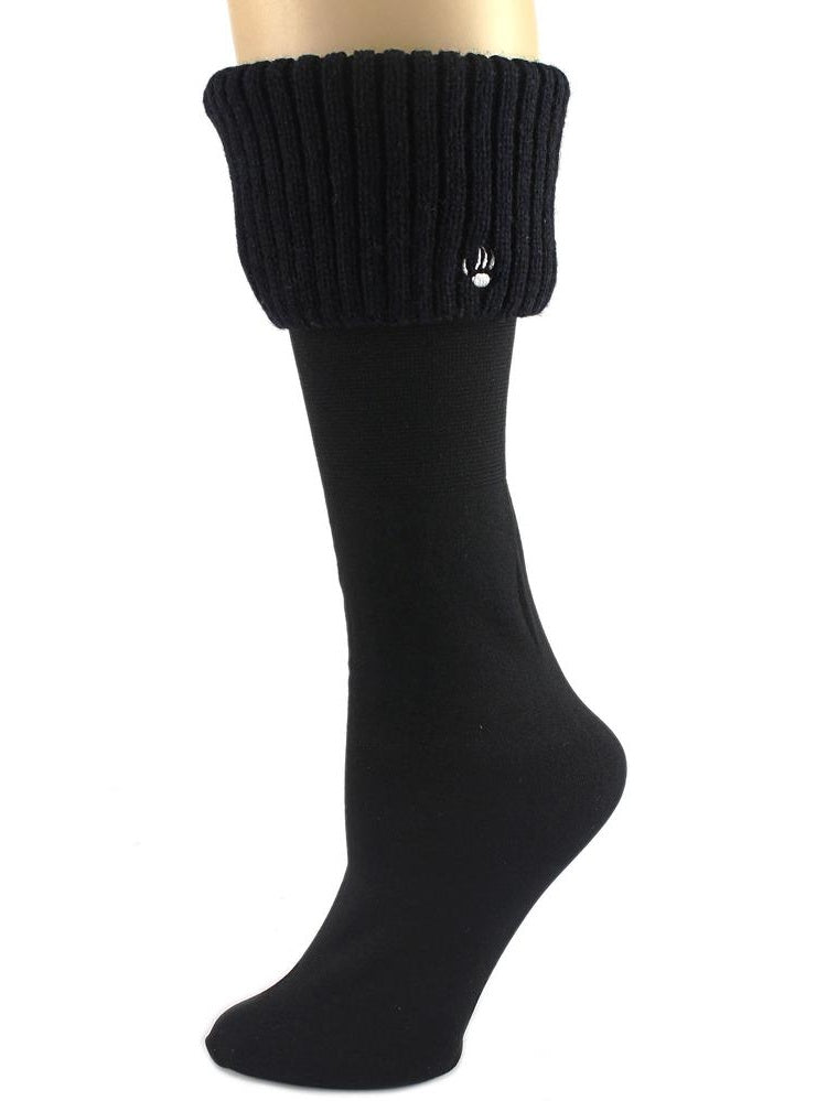 Meia Bearpaw Feminina com Forro de Lã e Forro de Bota, Preta, Tamanho Único