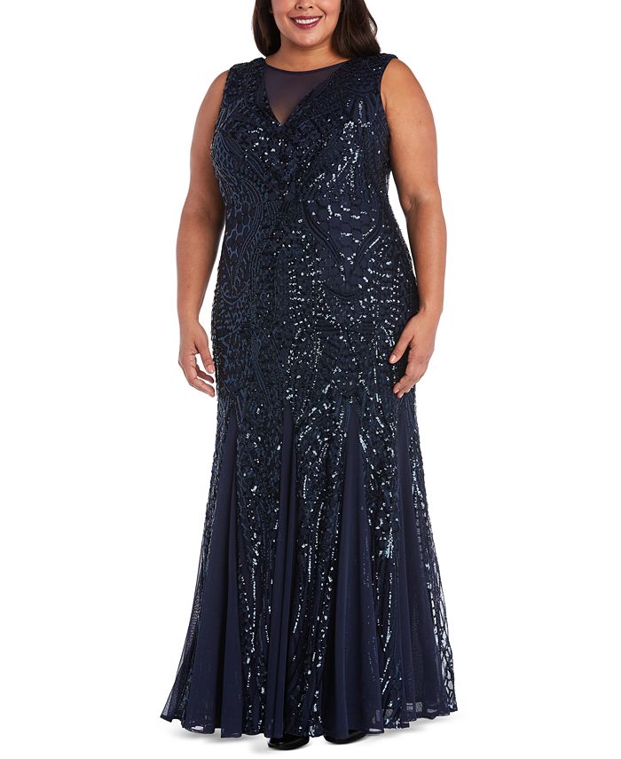 Vestido de noite feminino com lantejoulas azul tamanho 16W