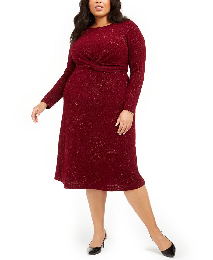 Vestido Alfani Feminino Plus Size com Cintura Torcida Vermelho Tamanho 4X